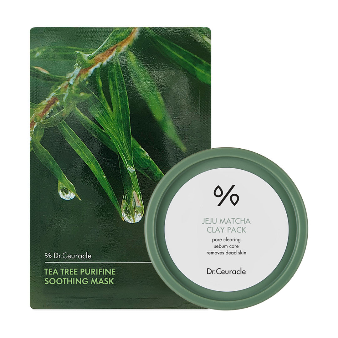 Dr. Ceuracle - Jeju Matcha Clay Pack 115g + Dr. Ceuracle Tea Tree Purifine Soothing Mask 23ml