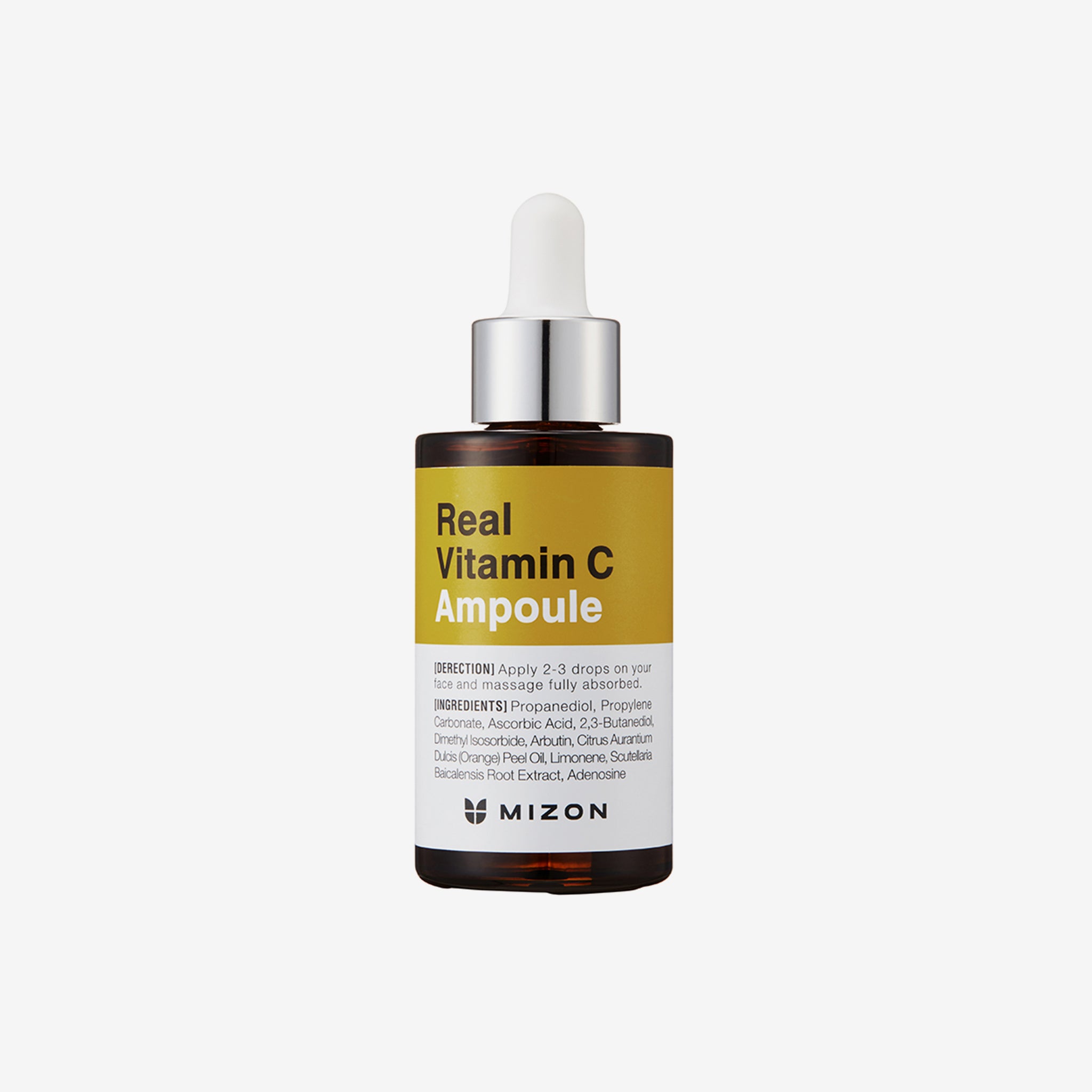 Mizon Real Vitamin C Ampoule on grey background